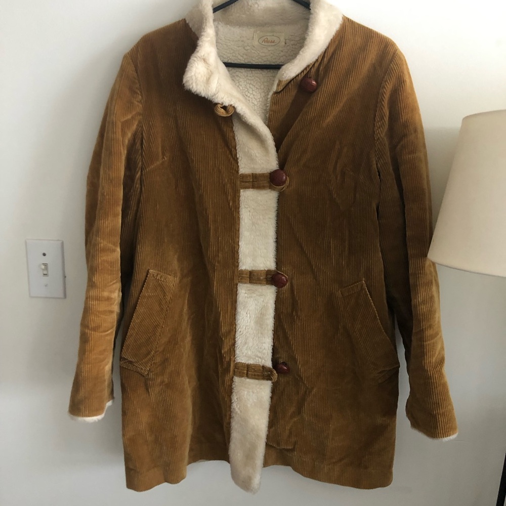 Lands' End Women's Brown Teddy Jacket with Cream Lining